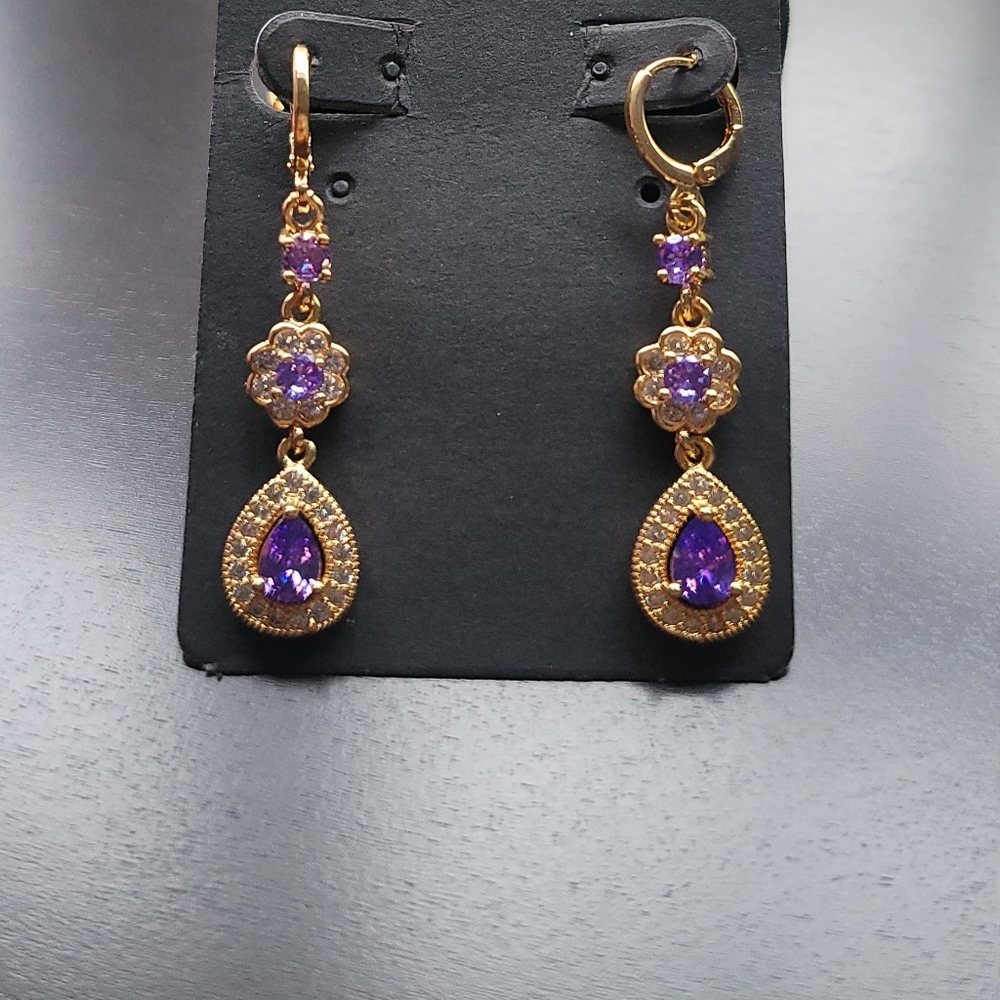 Plated Gold Earrings Purple